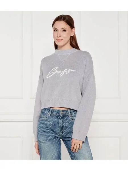 BOSS ORANGE Pulover C_Finevra | Relaxed fit gri