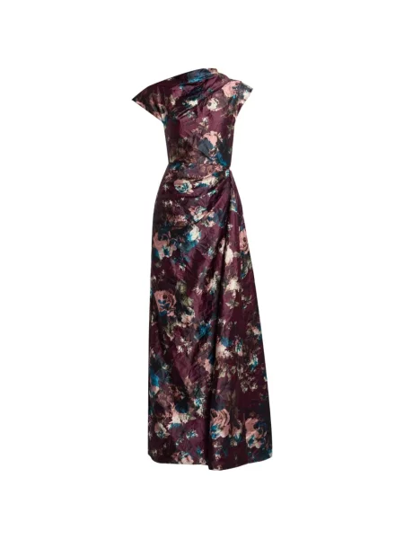 Rochie Erdem cu model floral cu imagine drapată roșu