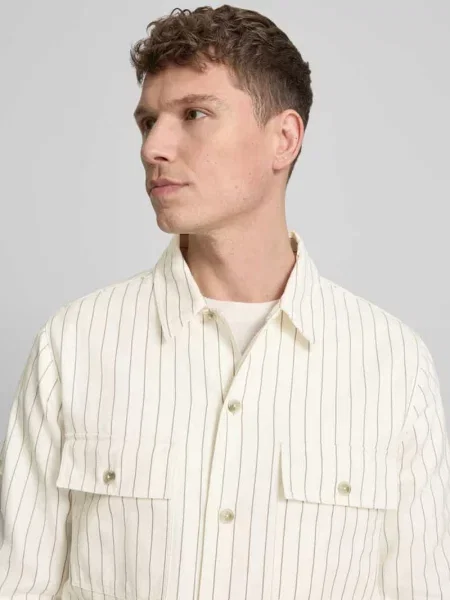 Kurtka koszulowa o kroju oversized z czystej bawełny model EPOLDO' Hugo beżowa