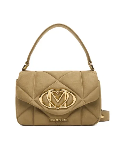 Semišová kabelka Love Moschino béžová