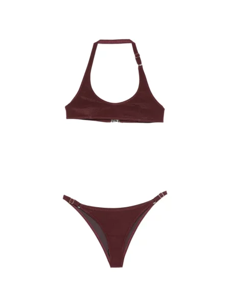 Bikini The Attico cu gât halter roșu