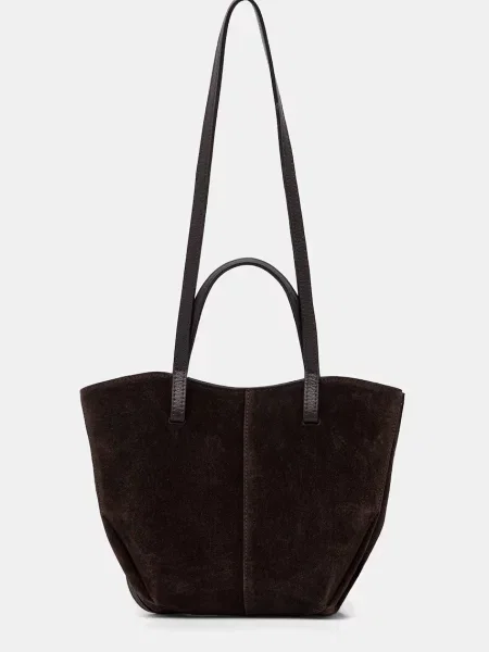 Answear.LAB geanta de mana din piele intoarsa maro