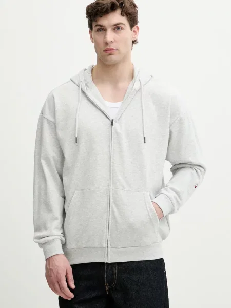 Tommy Hilfiger bluza z kapturem z bawełną szara