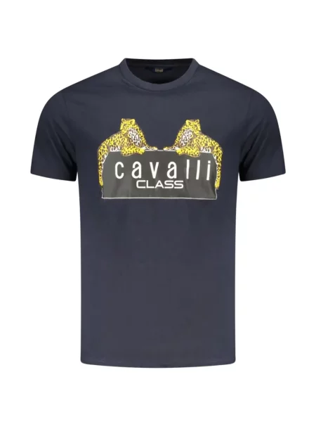 Tricou Cavalli Class cu imagine cu model leopard albastru