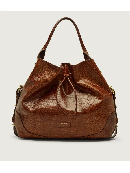 Patrizia Pepe De piele geantă shopper maro