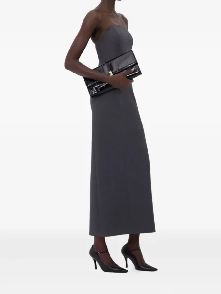 Rochie midi Loulou De Saison fără bretele gri
