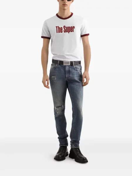 Blugi Dolce & Gabbana zdrențuiți albastru