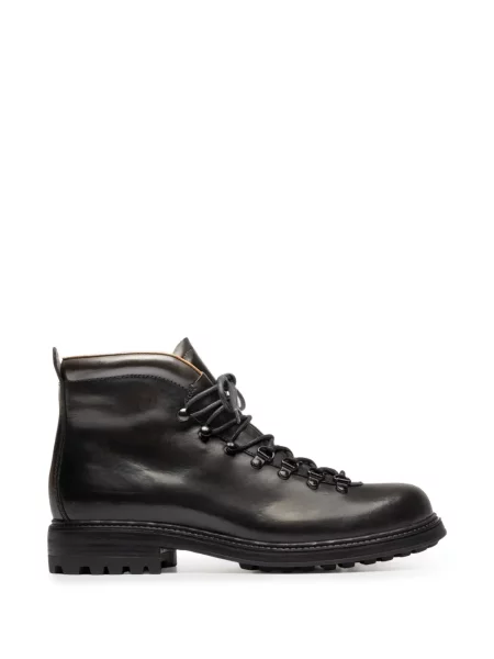 Botine Officine Creative cu șireturi din piele maro