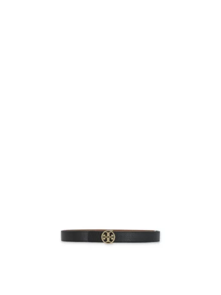 Pasek Tory Burch skórzany z paskiem dwustronny czarny