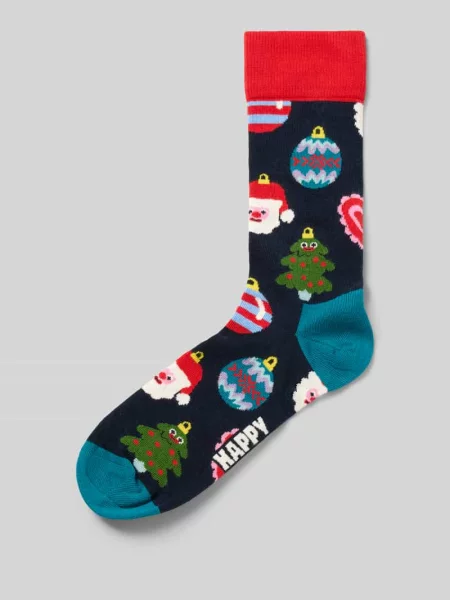 Skarpety z elastycznej mieszanki bawełny Happy Socks granatowe