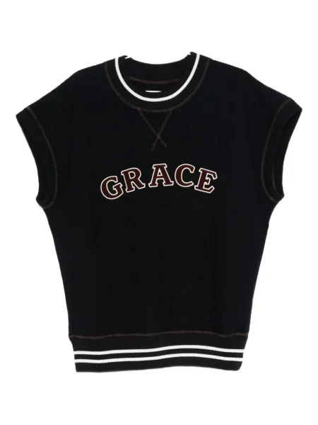 Polo Wales Bonner cu broderie cu dungi negru