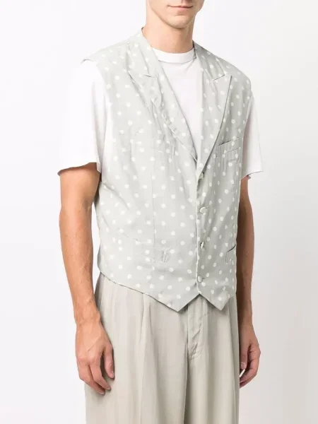 Puntíkatá jednořadá vesta Comme Des Garçons Pre-owned zelená
