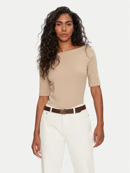 Pletené tričko Lauren Ralph Lauren béžové