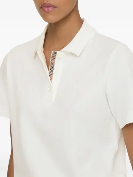 Polo Burberry cu broderie alb