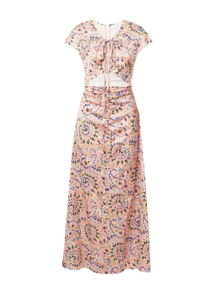 Warehouse Rochie verde deschis / portocaliu / roz negru