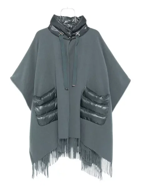 Poncho Herno cu franjuri albastru