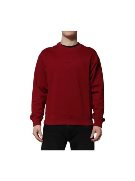 Sweter Dolce And Gabbana z okrągłym dekoltem z logo czerwony