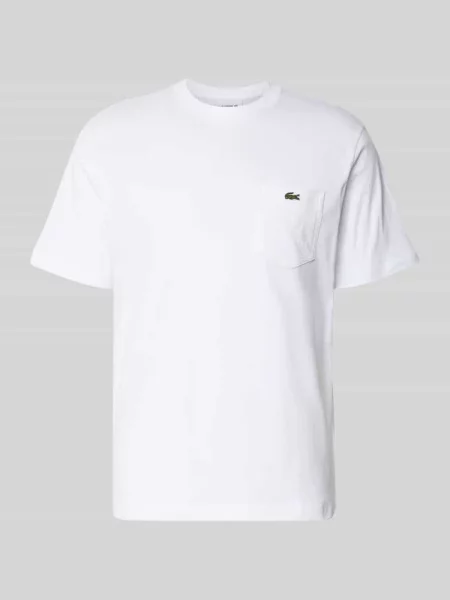 T-shirt o kroju regular fit z czystej bawełny Lacoste biała