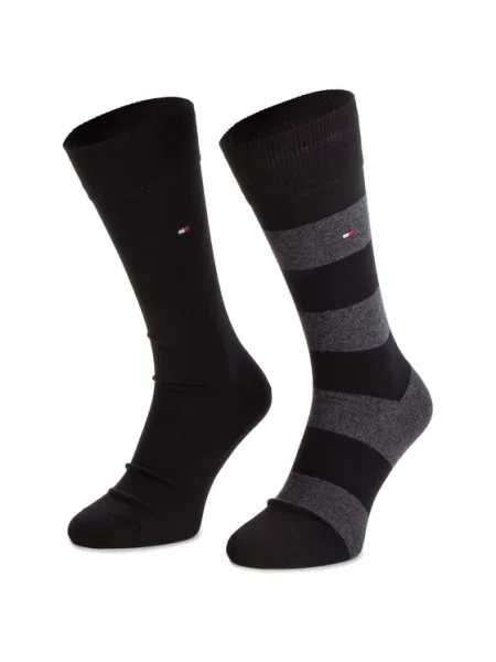 Tommy Hilfiger 2 pár hosszú szárú unisex zokni fekete