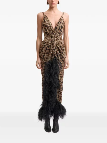 Rochie midi 16arlington cu pene maro