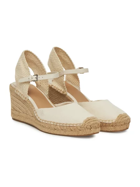 Espadryle Lauren Ralph Lauren na koturnie płócienne białe