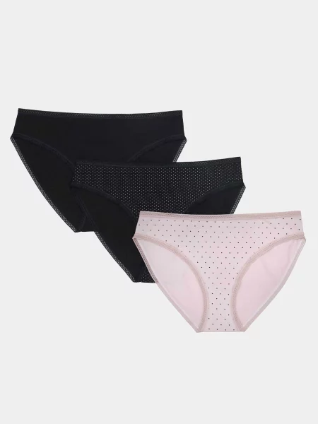 Набор женских хлопковых трусиков слип с цветочным принтом 3 шт