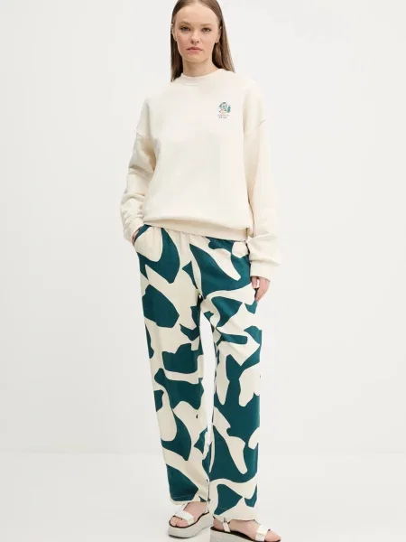 Abercrombie & Fitch spodnie lniane proste high waist beżowy