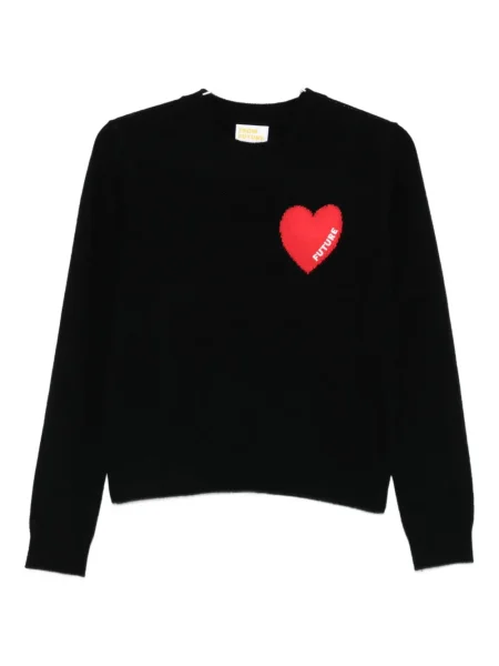 Pulover From Future cu motiv cu inimi negru