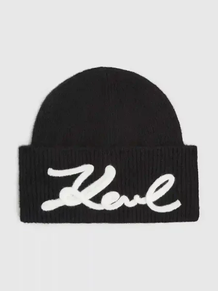 Kapa s primesjo volne Karl Lagerfeld črna