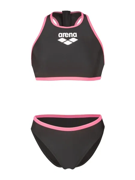 ARENA Costum de baie două piese Y-LINE roz neon / negru alb