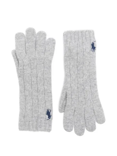 Mănuși Polo Ralph Lauren cu broderie tricotate în carouri albastru