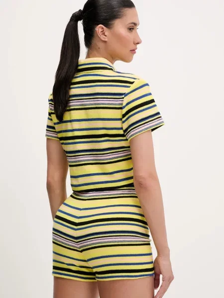 Košile adidas Originals Towel S Tee slim s klasickým límcem žlutá