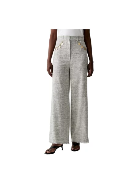 Nanushka spodnie ALANDRA proste high waist szary