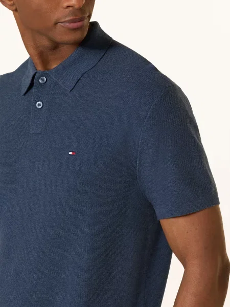 Tommy Hilfiger Koszulka Polo Z Pikowanym Wzorem blau granatowe