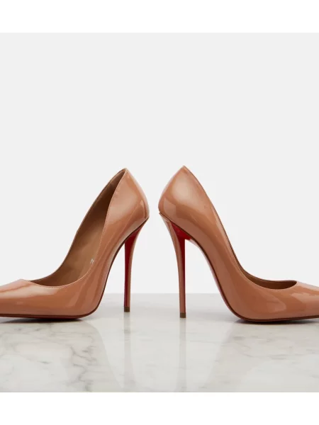 Kožené lakované lodičky Christian Louboutin béžová