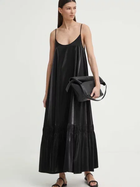 AERON rochie IMOGEN maxi evazati negru
