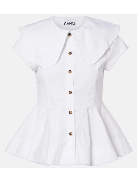 Cămașă Ganni cu volane alb