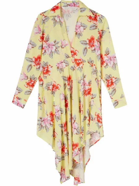 Rochie tip cămașă Palm Angels cu model floral cu imagine galben