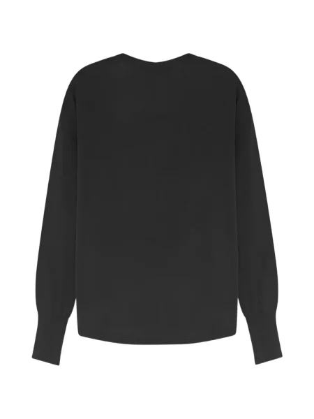 Lung tricou Aspesi cu decolteu în V negru