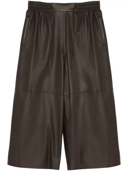 Pantaloni culottes Yves Salomon din piele maro