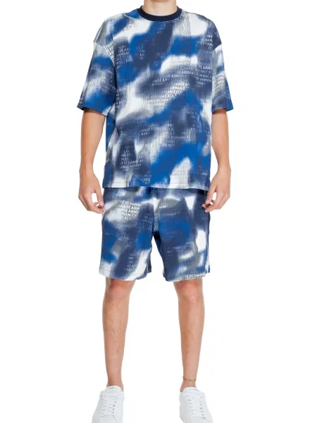 Tricou Armani cu model camuflaj albastru