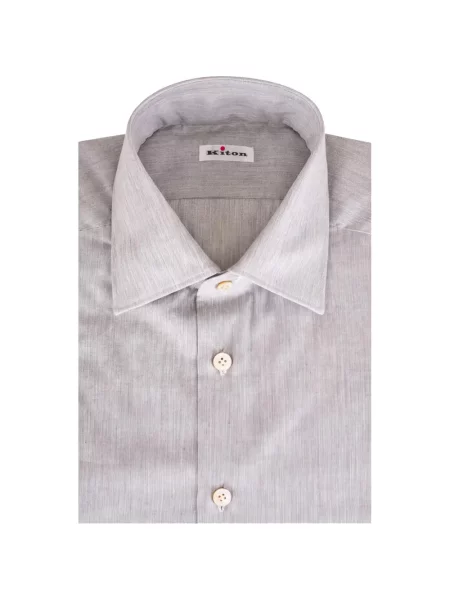 Cămașă Kiton cu model herringbone gri