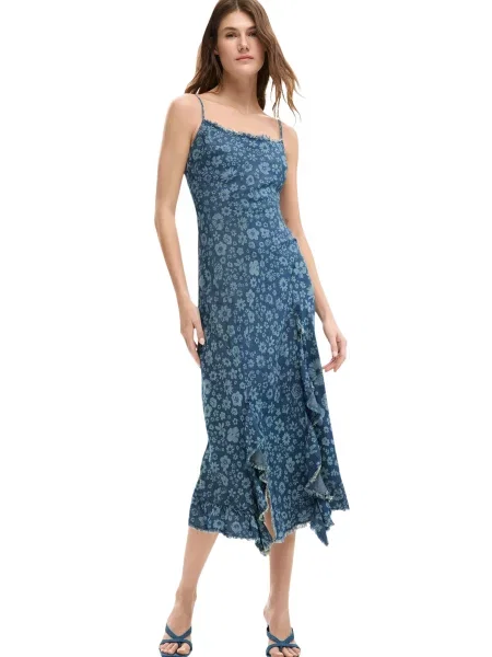 Rochie maxi Desigual cu model floral albastru