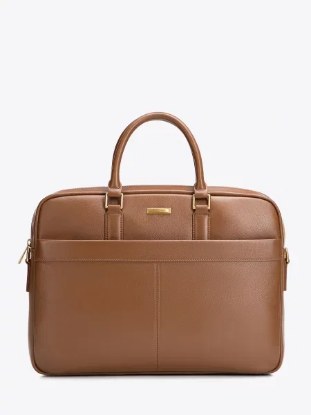 Torba na laptopa z naturalnej skóry jasny brąz