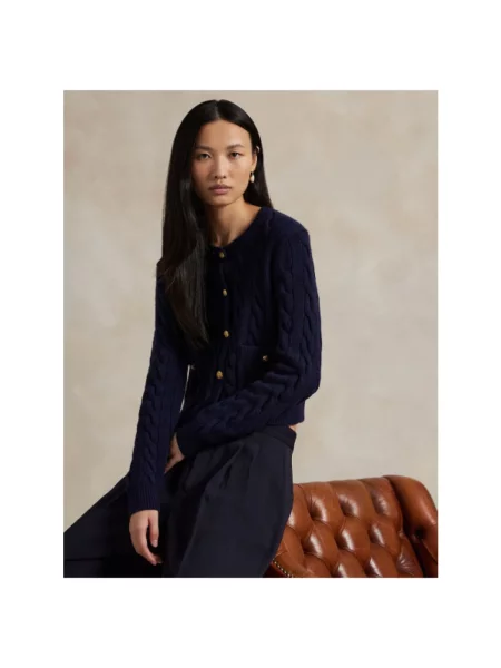 Polo Ralph Lauren Swetry Kobieta Niebieski L Wełna Gilet Cables granatowy