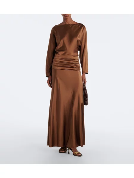 Rochie Staud din satin maro