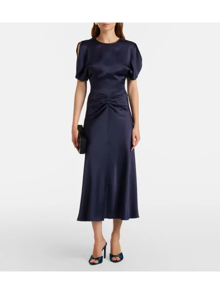 Rochie midi Victoria Beckham din satin albastru