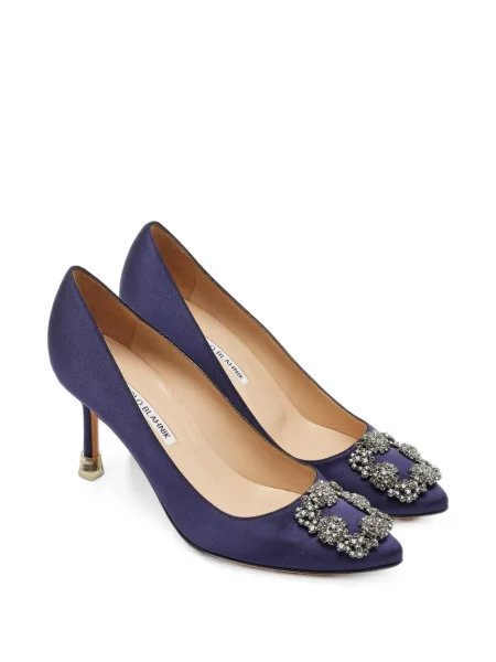 Pantofi cu toc Manolo Blahnik cu cataramă albastru