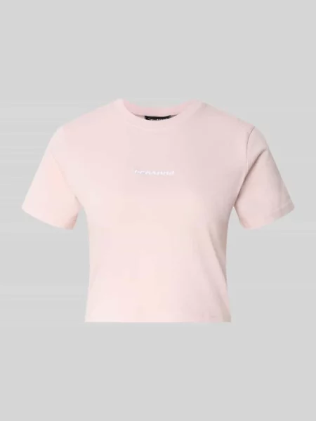 T-shirt o krótkim kroju z wyhaftowanym logo Pegador czarny