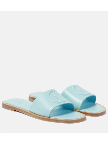 Papuci tip mules Christian Louboutin din piele albastru